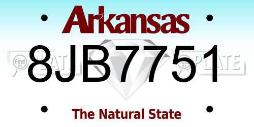 8JB7751 Arkansas License Plate