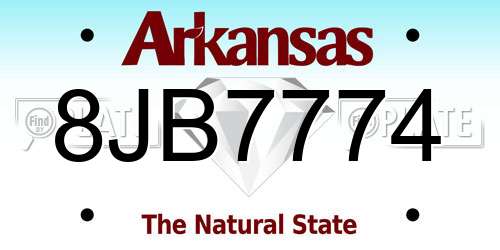 8JB7774 Arkansas License Plate