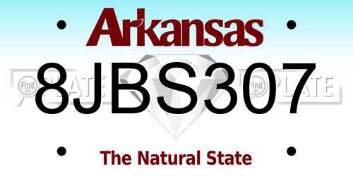 8JBS307 Arkansas License Plate