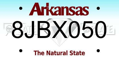 8JBX050 Arkansas License Plate