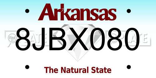 8JBX080 Arkansas License Plate