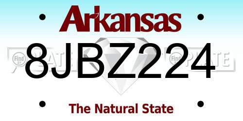 8JBZ224 Arkansas License Plate
