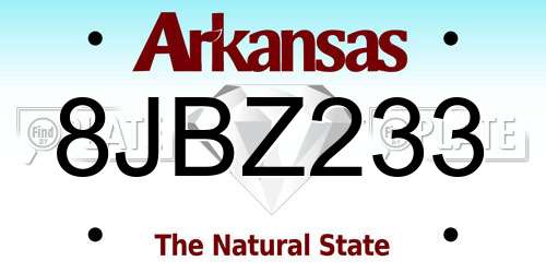 8JBZ233 Arkansas License Plate