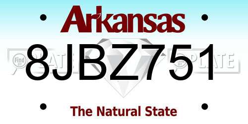 8JBZ751 Arkansas License Plate