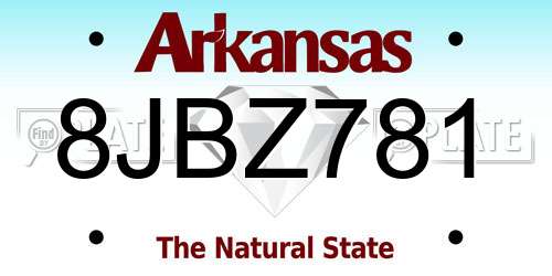 8JBZ781 Arkansas License Plate