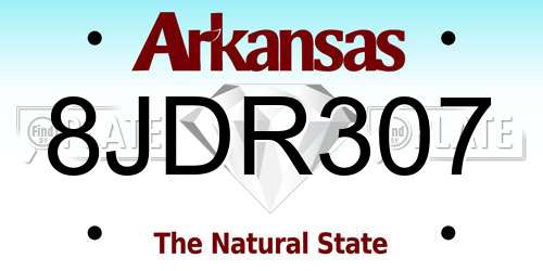 8JDR307 Arkansas License Plate