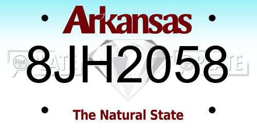 8JH2058 Arkansas License Plate