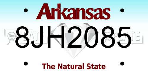 8JH2085 Arkansas License Plate