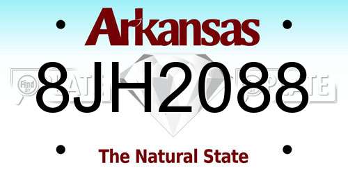 8JH2088 Arkansas License Plate