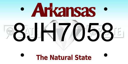 8JH7058 Arkansas License Plate