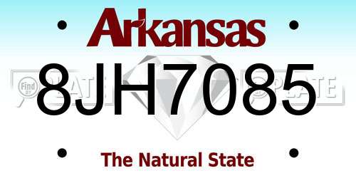 8JH7085 Arkansas License Plate