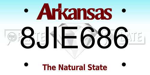 8JIE686 Arkansas License Plate
