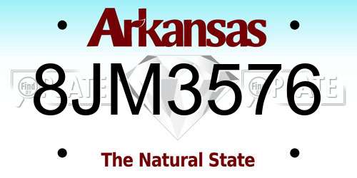 8JM3576 Arkansas License Plate
