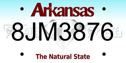 8JM3876 Arkansas License Plate
