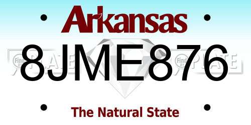 8JME876 Arkansas License Plate