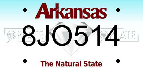 8JO514 Arkansas License Plate
