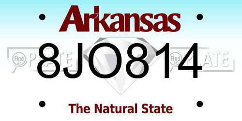 8JO814 Arkansas License Plate