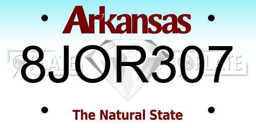 8JOR307 Arkansas License Plate