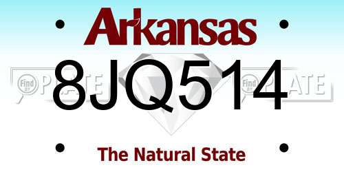 8JQ514 Arkansas License Plate