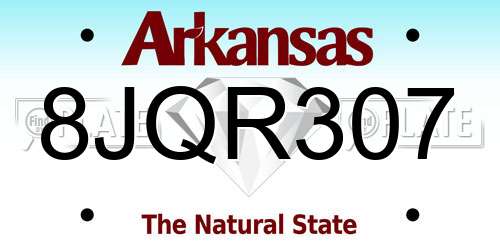 8JQR307 Arkansas License Plate