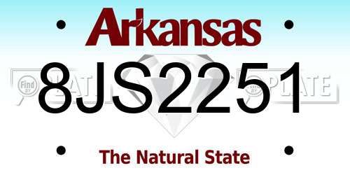 8JS2251 Arkansas License Plate