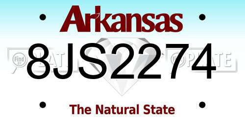 8JS2274 Arkansas License Plate