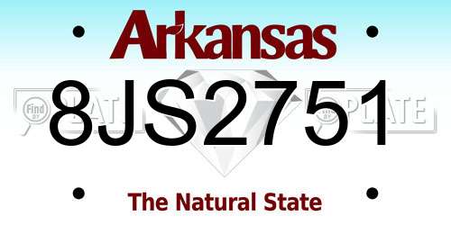 8JS2751 Arkansas License Plate