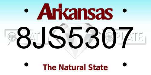 8JS5307 Arkansas License Plate