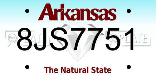 8JS7751 Arkansas License Plate