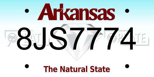 8JS7774 Arkansas License Plate