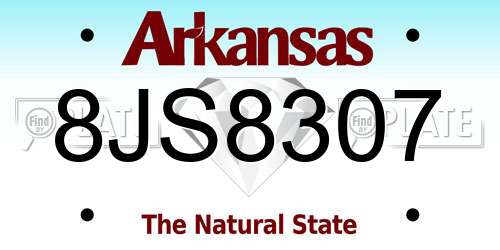 8JS8307 Arkansas License Plate