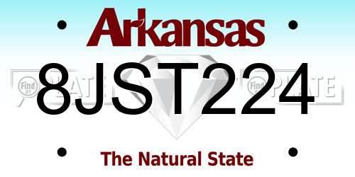 8JST224 Arkansas License Plate