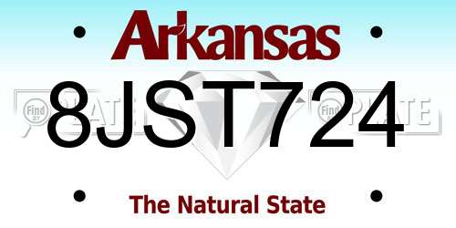 8JST724 Arkansas License Plate