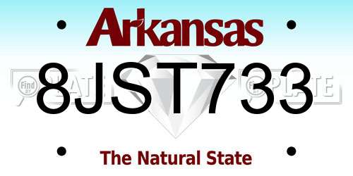 8JST733 Arkansas License Plate