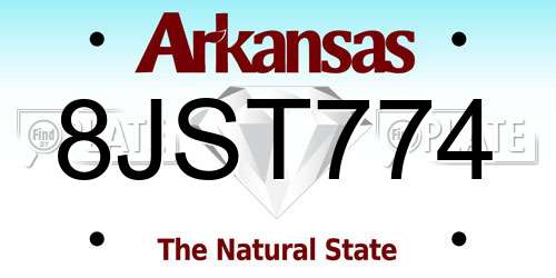 8JST774 Arkansas License Plate