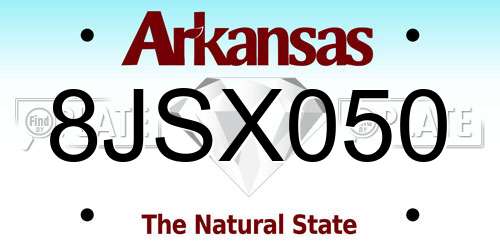 8JSX050 Arkansas License Plate