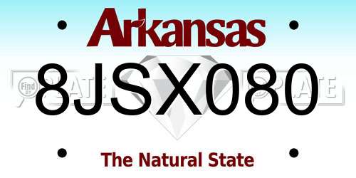 8JSX080 Arkansas License Plate