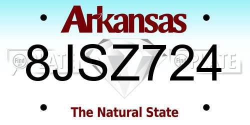 8JSZ724 Arkansas License Plate
