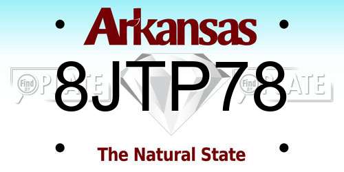 8JTP78 Arkansas License Plate