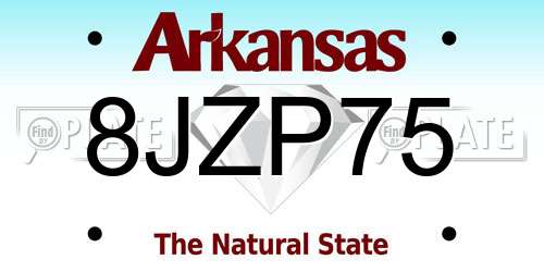 8JZP75 Arkansas License Plate