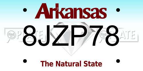 8JZP78 Arkansas License Plate