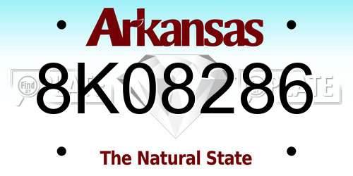 8K08286 Arkansas License Plate