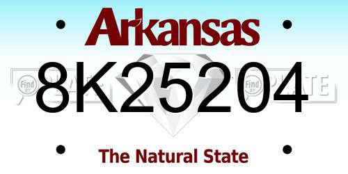 8K25204 Arkansas License Plate