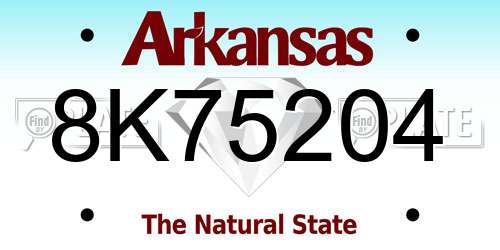 8K75204 Arkansas License Plate