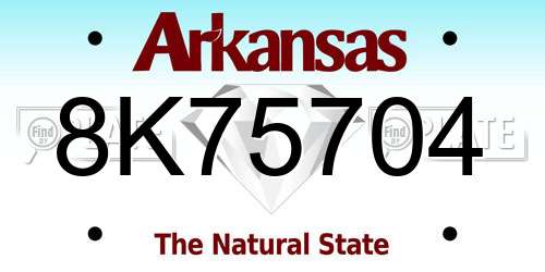 8K75704 Arkansas License Plate
