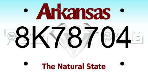 8K78704 Arkansas License Plate
