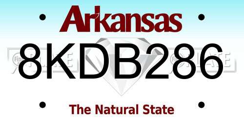 8KDB286 Arkansas License Plate