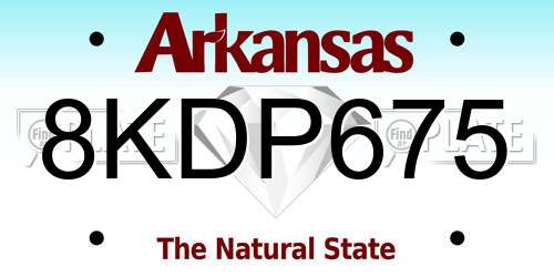 8KDP675 Arkansas License Plate