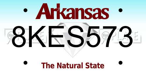 8KES573 Arkansas License Plate