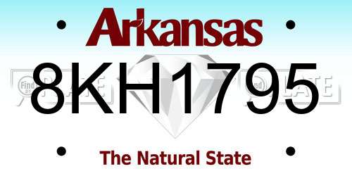 8KH1795 Arkansas License Plate